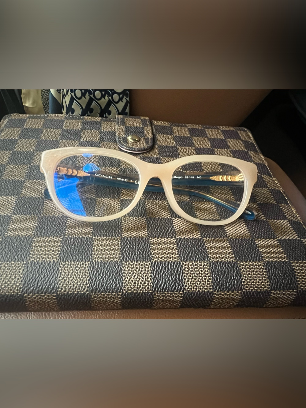 Clear Beige Oversized Women's Blue Light Blocking Glasses